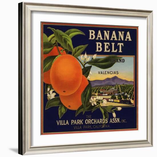 Banana Belt Brand - Villa Park, California - Citrus Crate Label-Lantern Press-Framed Art Print