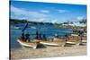 Banana boats transporting locals from Buka to Bougainville, Papua New Guinea, Pacific-Michael Runkel-Stretched Canvas