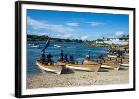 Banana boats transporting locals from Buka to Bougainville, Papua New Guinea, Pacific-Michael Runkel-Framed Photographic Print