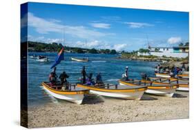 Banana boats transporting locals from Buka to Bougainville, Papua New Guinea, Pacific-Michael Runkel-Stretched Canvas