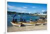 Banana boats transporting locals from Buka to Bougainville, Papua New Guinea, Pacific-Michael Runkel-Framed Photographic Print