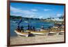 Banana boats transporting locals from Buka to Bougainville, Papua New Guinea, Pacific-Michael Runkel-Framed Photographic Print