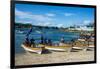 Banana boats transporting locals from Buka to Bougainville, Papua New Guinea, Pacific-Michael Runkel-Framed Photographic Print