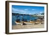 Banana boats transporting locals from Buka to Bougainville, Papua New Guinea, Pacific-Michael Runkel-Framed Photographic Print