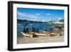 Banana boats transporting locals from Buka to Bougainville, Papua New Guinea, Pacific-Michael Runkel-Framed Photographic Print