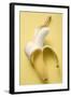 Banana, Half Peeled, on Yellow Background-Foodcollection-Framed Photographic Print