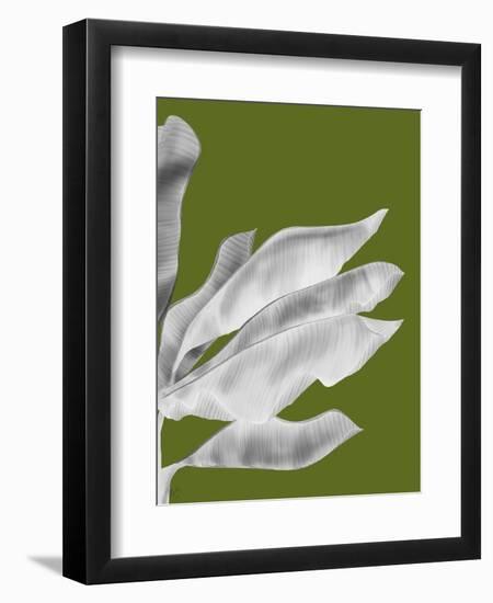 Banana Leaves 1, White On Green-Fab Funky-Framed Art Print