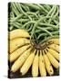 Bananas and Green Beans at the Market, Martinique, Lesser Antilles-Yadid Levy-Stretched Canvas