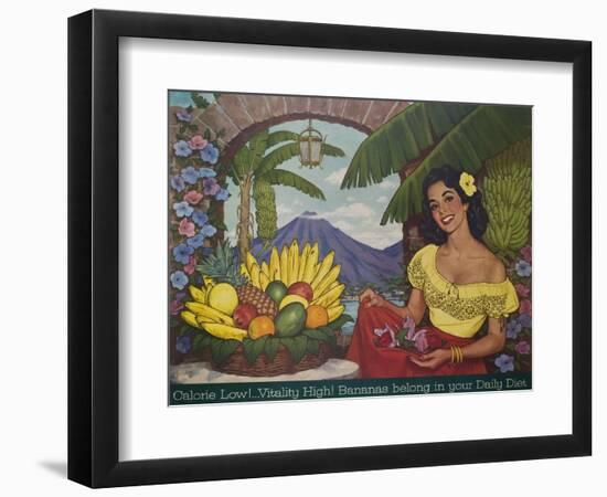 Bananas Belong in Your Diet Food Marketing Poster, Ca 1950s-null-Framed Giclee Print