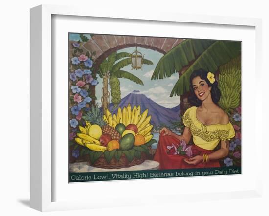 Bananas Belong in Your Diet Food Marketing Poster, Ca 1950s-null-Framed Giclee Print