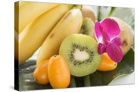 Bananas, Kiwi Fruit, Kumquats and Orchid-Foodcollection-Stretched Canvas