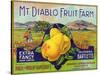 Bancroft, California, Mt. Diablo Fruit Farm Brand Pear Label-Lantern Press-Stretched Canvas
