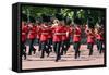 Band marching down the Mall at Trooping the Colour parade-Associated Newspapers-Framed Stretched Canvas