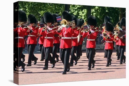 Band marching down the Mall at Trooping the Colour parade-Associated Newspapers-Stretched Canvas