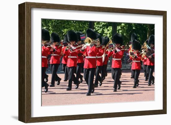 Band marching down the Mall at Trooping the Colour parade-Associated Newspapers-Framed Photo