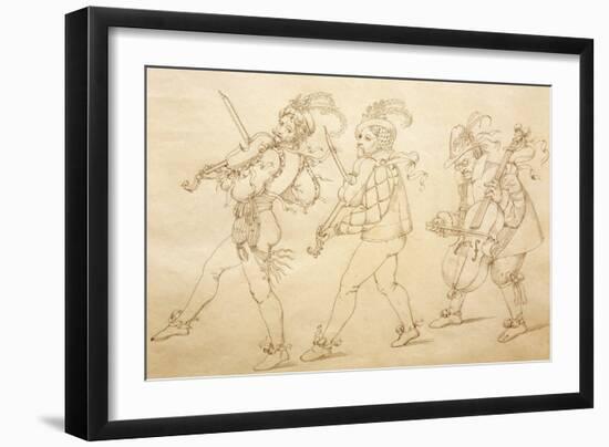 Band of Musicians Following Wedding Procession, Pencil Drawing by Moritz Von Schwind-null-Framed Giclee Print