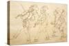 Band of Musicians Following Wedding Procession, Pencil Drawing by Moritz Von Schwind-null-Stretched Canvas