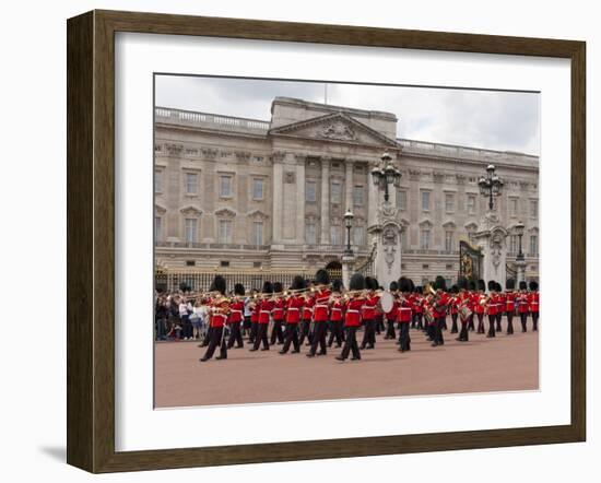 Band of Scots Guards Lead Procession from Buckingham Palace, Changing Guard, London, England-Walter Rawlings-Framed Photographic Print