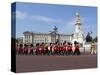 Band of the Coldstream Guards Marching Past Buckingham Palace During the Rehearsal for Trooping the-Stuart Black-Stretched Canvas