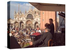 Band Playing for the Crowd in the Piazza San Marco, Venice, Italy-Janis Miglavs-Stretched Canvas