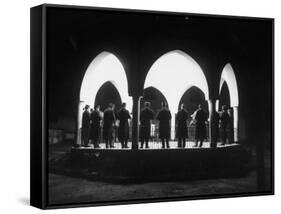 Band Seen Through Triple Archway as it Plays Dinner Music for Bey of Tunis at Palace-Thomas D^ Mcavoy-Framed Stretched Canvas