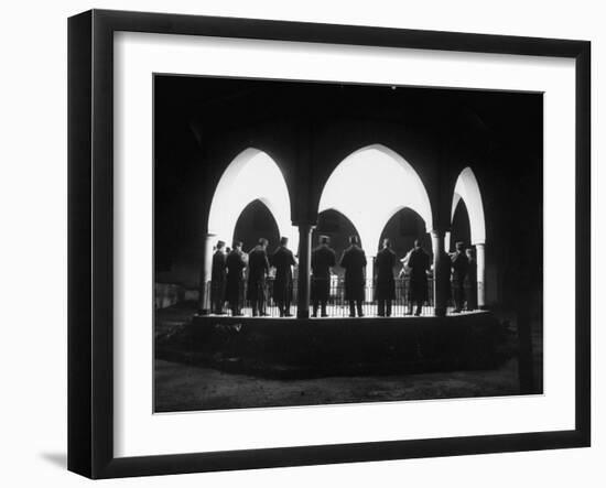 Band Seen Through Triple Archway as it Plays Dinner Music for Bey of Tunis at Palace-Thomas D^ Mcavoy-Framed Photographic Print