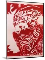 Bandana Man Red-Abstract Graffiti-Mounted Giclee Print