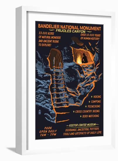 Bandelier National Monument, New Mexico - Night Scene-Lantern Press-Framed Art Print