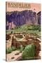 Bandelier National Monument, New Mexico - Tyuonyi Ruins-Lantern Press-Stretched Canvas