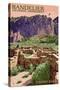 Bandelier National Monument, New Mexico - Tyuonyi Ruins-Lantern Press-Stretched Canvas