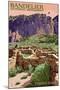 Bandelier National Monument, New Mexico - Tyuonyi Ruins-Lantern Press-Mounted Art Print