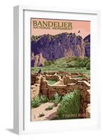 Bandelier National Monument, New Mexico - Tyuonyi Ruins-Lantern Press-Framed Art Print