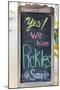 Bandera, Texas, USA. Chalkboard sign for pickles in the Texas Hill Country.-Emily Wilson-Mounted Photographic Print