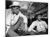 Bandido caballero by Richard Fleischer with Robert Mitchum and Gilbert Roland, 1956 (b/w photo)-null-Mounted Photo