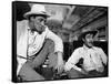 Bandido caballero by Richard Fleischer with Robert Mitchum and Gilbert Roland, 1956 (b/w photo)-null-Framed Stretched Canvas