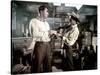 Bandido caballero by Richard Fleischer with Robert Mitchum and Gilbert Roland, 1956 (photo)-null-Stretched Canvas