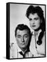 Bandido caballero by Richard Fleischer with Robert Mitchum and Ursula Thiess, 1956 (b/w photo)-null-Framed Stretched Canvas