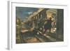 Bandits Attack Train, C20-null-Framed Art Print