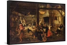 Bandits Attacking a Peasant Family in an Interior-Sebastian Vrancx-Framed Stretched Canvas