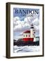 Bandon, Oregon - Coquille River Lighthouse (Version 2)-Lantern Press-Framed Art Print