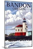 Bandon, Oregon - Coquille River Lighthouse (Version 2)-Lantern Press-Mounted Art Print