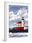 Bandon, Oregon - Coquille River Lighthouse-Lantern Press-Framed Art Print