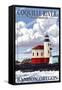 Bandon, Oregon - Coquille River Lighthouse-Lantern Press-Framed Stretched Canvas