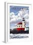 Bandon, Oregon - Coquille River Lighthouse-Lantern Press-Framed Premium Giclee Print