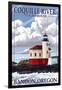 Bandon, Oregon - Coquille River Lighthouse-Lantern Press-Framed Art Print