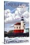 Bandon, Oregon - Coquille River Lighthouse-Lantern Press-Stretched Canvas