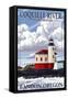 Bandon, Oregon - Coquille River Lighthouse-Lantern Press-Framed Stretched Canvas