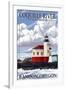 Bandon, Oregon - Coquille River Lighthouse-Lantern Press-Framed Art Print