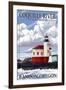 Bandon, Oregon - Coquille River Lighthouse-Lantern Press-Framed Art Print