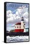 Bandon, Oregon - Coquille River Lighthouse-Lantern Press-Framed Stretched Canvas